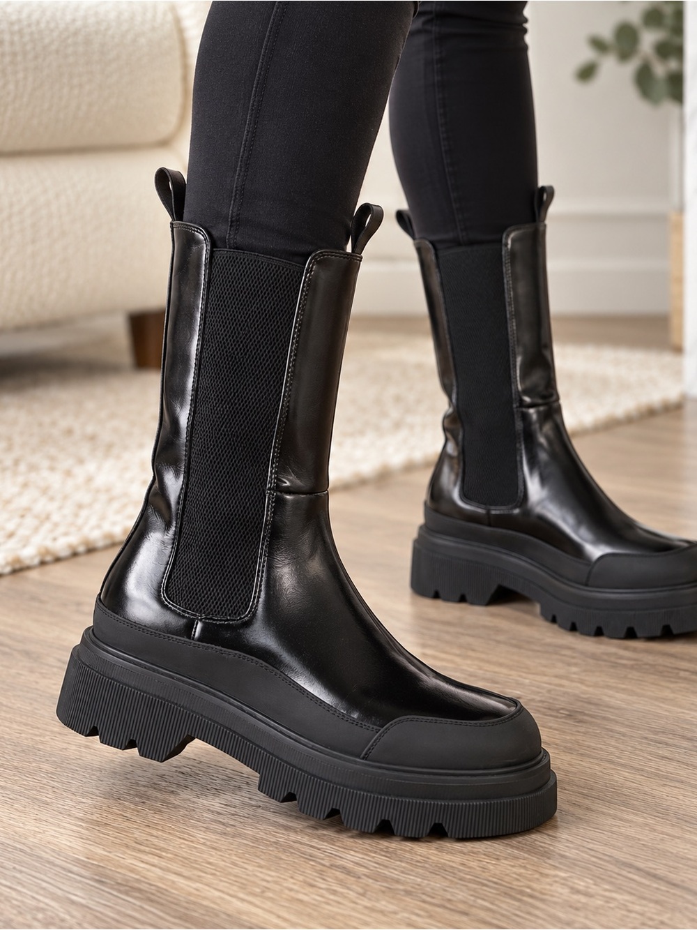 Voile Blanche Melba Waxed Leather Tall Boots Black Size 36 / US 5 Designer